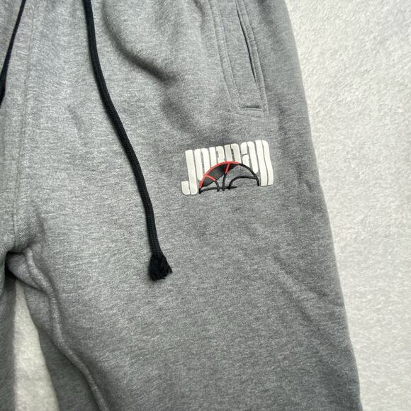 Nike Jordan Jumpman Joggers Mens Small Gray Big Logo Fleece Sweatpants Sweats - Picture 2 of 11